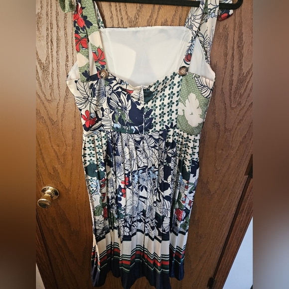 Dalia Macphee Floral Pleated Tie Shoulder Midi Dress Medium - Picture 4 of 8